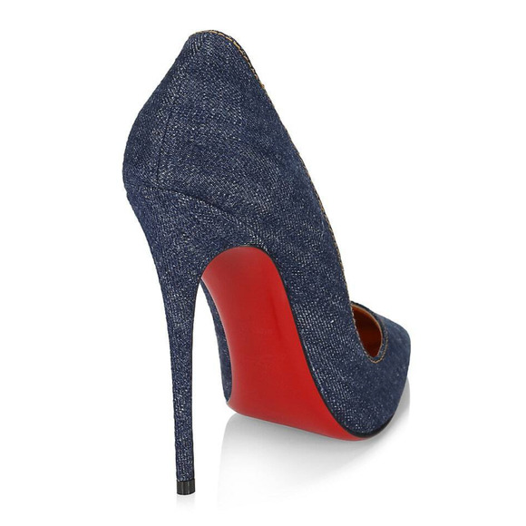 Christian Louboutin So Kate 120 Blue Denim Saba Gold Stiletto Heel Pump 35.5 - Picture 10 of 12